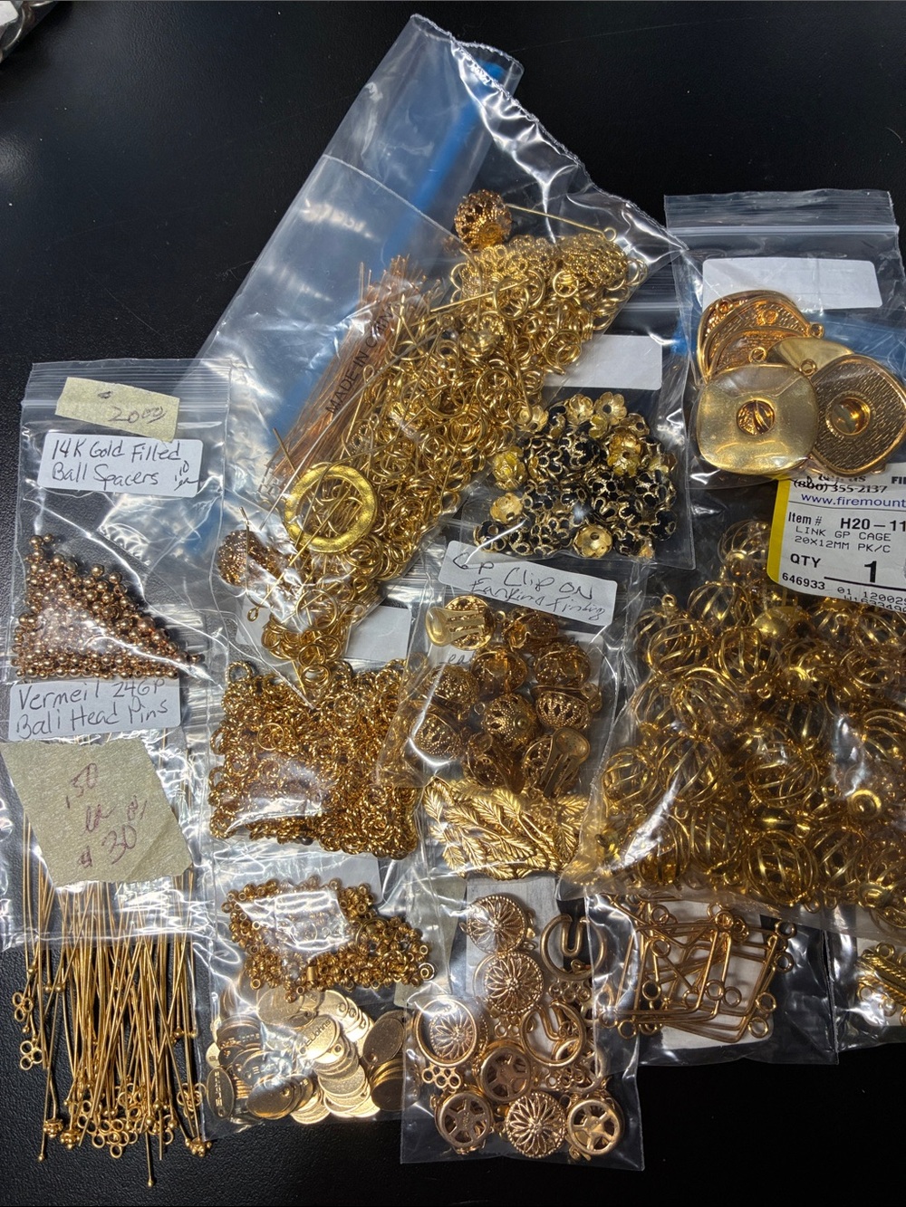 Mixed lot of 14K gold filled 24K gold plated Vermeil & gold tone Findings